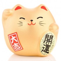 Maneki Neko - Lucky Cat - Gold - Wealth & Prosperity - 5.5 cm