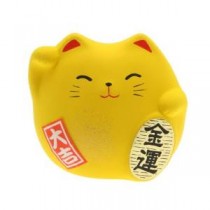 Maneki Neko - Lucky Cat - Yellow - Bring Money - 5.5 cm