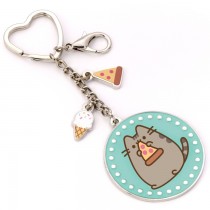 Pusheen Keyring with Mini Charms - Pizza