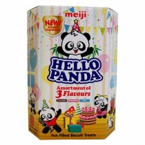 Meiji Hello Panda Assortment of 3 Flavours Chocolate, Strawberry & Milk Biscuits (26g x 10 Packets) 260g