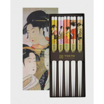 Chopstick Set/5 Geisha Giftbox White