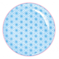 Star/Wave Plate Light Blue/Pink Rim 16x2cm