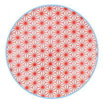 Star/Wave Plate Red/L.Blue Rim 16x2cm