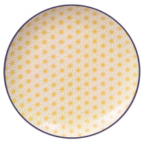 Star/Wave Plate Star Yellow/D.Blue Rim 25.7x3cm