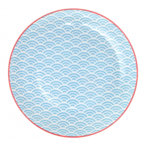 Star/Wave Plate Light Blue/Red Rim 20.6x2.2cm
