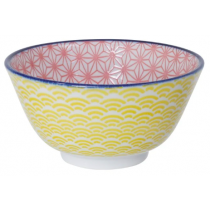 Star/Wave Rice Bowl Pink/Yellow 12x6.4cm 300ml