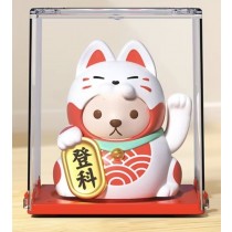 Lucky Cat - Waving Solar Maneki Neko Decoration - Kawaii Solar Cat White/Red 5.8 x 5 x 6.5 cm