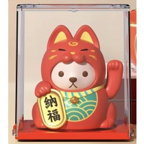 Lucky Cat - Waving Solar Maneki Neko Decoration - Kawaii Solar Cat Red 5.8 x 5 x 6.5 cm