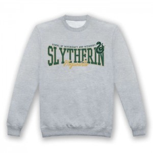 Harry Potter Slytherin Collegiate Grey Marl Adults Crew Large