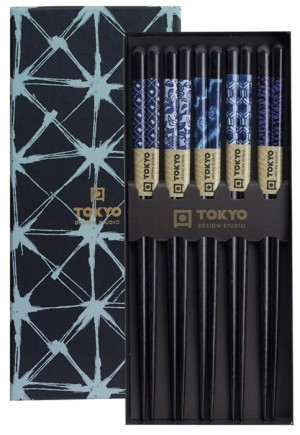 Chopstick Gift Set Blue Mixed Designs