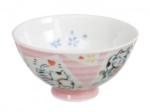 Maneki Neko - Kawaii Bowl 11.2 x 6cm 250ml Bowl Cat Pink B
