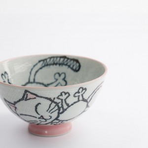 Kawaii Rice Bowl 11.5x6.2cm 300ml Pink Neko Cat