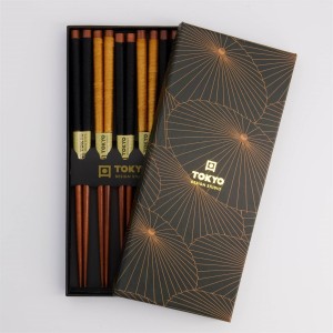 Chopstick Gift Set Wooden Gold Umbrella
