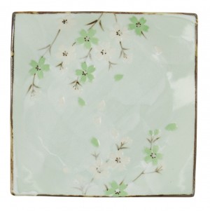 Green Cosmos Square Plate 17.2x17.2x2.2cm