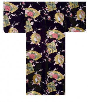 Ladies Kimono - Beautiful Crane - Black