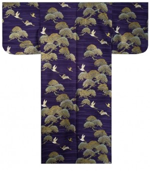 Ladies Kimono - Pine & Crane - Navy