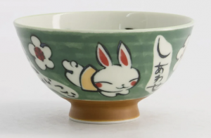 Kawaii Rice Bowl Rabbit 11.5x6cm 300ml Green