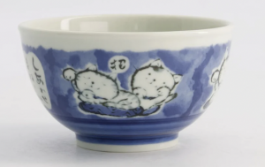 Kawaii Rice Bowl Cat 16x8cm 600ml Blue