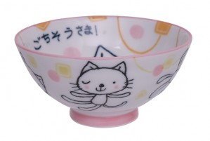 Kawaii Rice Bowl Gochisosama Pink Cat 10.5 x 5cm 150ml 