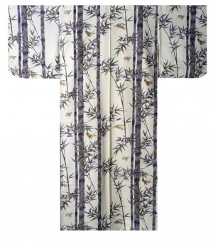 Ladies Yukata - Bamboo & Sparrow - White