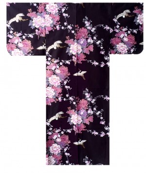Ladies Kimono - Flying Crane & Peony - Black