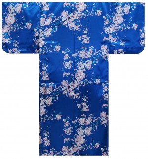 Ladies Polyester Kimono - Cherry Blossom - Blue