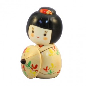 Kokeshi Doll - Hanagasa White