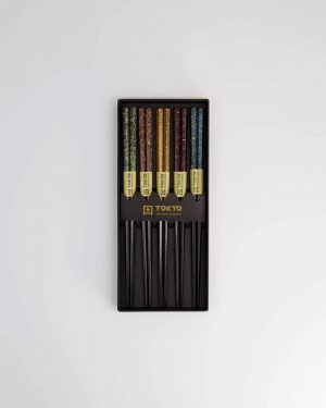 Chopstick Set Wooden Black Blue