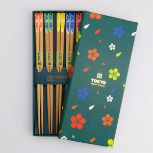Chopstick Gift Set Wooden Turquoise Flower