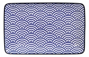 Nippon Blue Plate Rectangle Wave 21x13.5cm