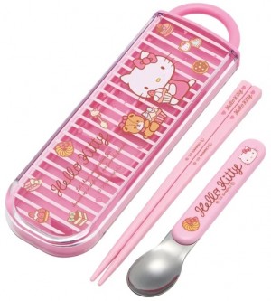 Hello Kitty - Cutlery Set (Chopsticks & Spoon) - Sweety Pink