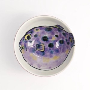 Seafood Bowl 13.2x7.3cm 500ml Blowfish Fugu Purple