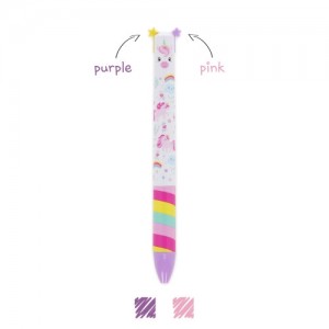 Legami Click&Clack Two Colour Ballpoint Pen Unicorn - Purple / Pink