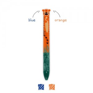 Legami Click&Clack Two Colour Ballpoint Pen Tiger - Blue / Orange