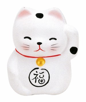 Maneki Neko - Lucky Cat - White - Purity & Happiness - 5.2 cm