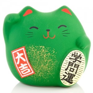Maneki Neko - Lucky Cat - Green - Education & Studies - 5.5 cm