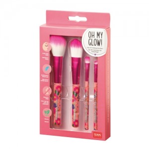 Legami Oh My Glow! - Set of 4 Makeup Brushes - Flowers