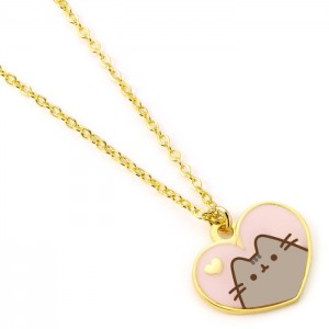 Pusheen Pink and Gold Heart Necklace