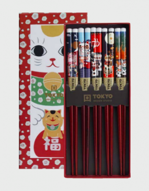 Chopstick Set/5 Giftbox Lucky Cats