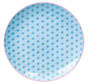 Star/Wave Plate Star L.Blue/Pink Rim 25.7x3cm