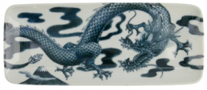 Japonism Dragon Plate Black 28.5x14x2.5cm