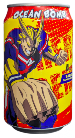 My Hero Academia YHB Ocean Bomb All Might Sparkling Water Mango Pineapple Flavour 330ml