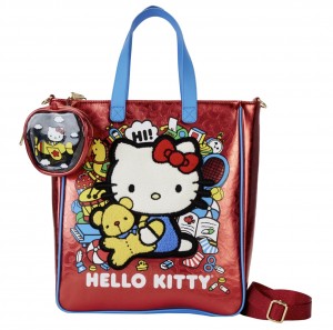 Loungefly Sanrio Hello Kitty 50th Anniversary Metallic Tote Bag With Coin Bag