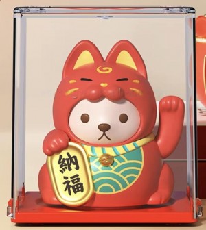 Lucky Cat - Waving Solar Maneki Neko Decoration - Kawaii Solar Cat Red 5.8 x 5 x 6.5 cm